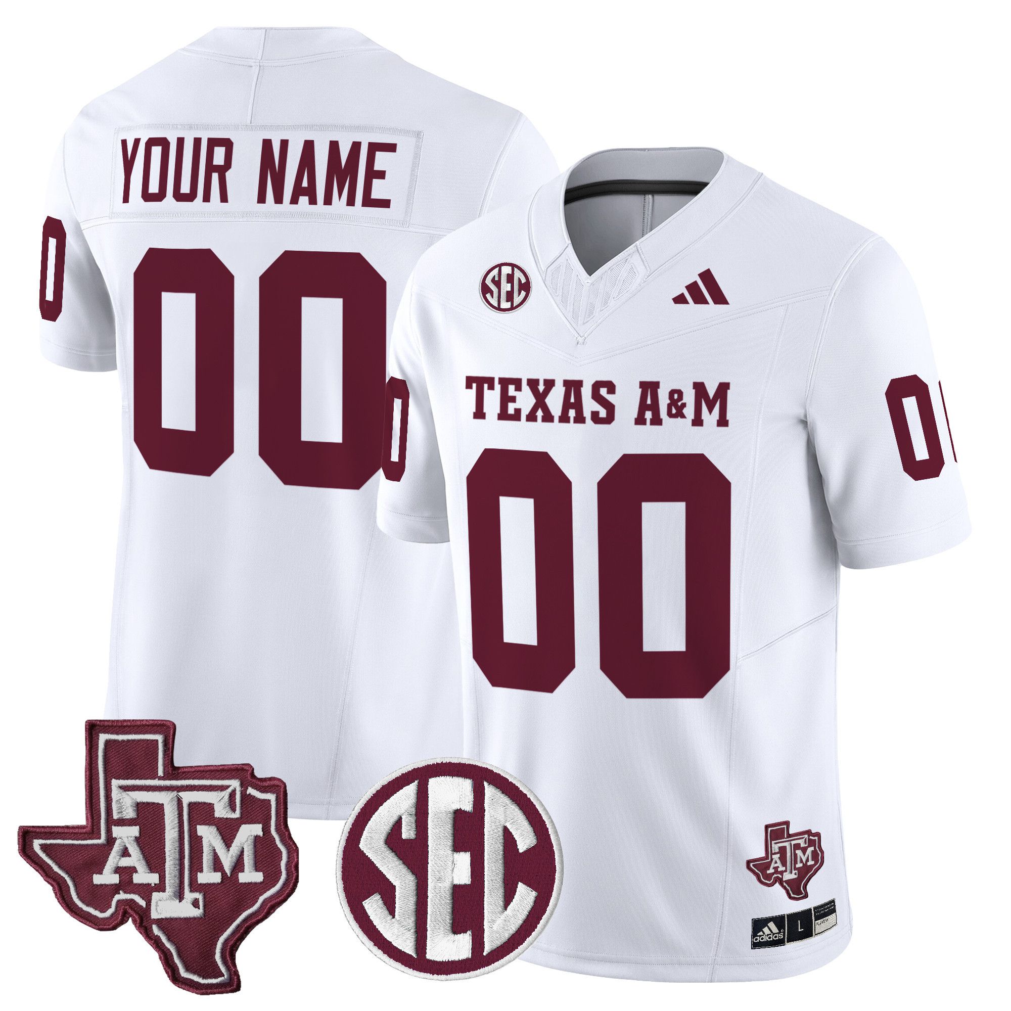 Men Texas A&M Aggies White 2024 Vapor Limited Custom NCAA Jersey